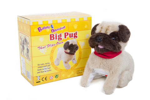 Somersaulting Big Pug Battery Operated Toy Dog