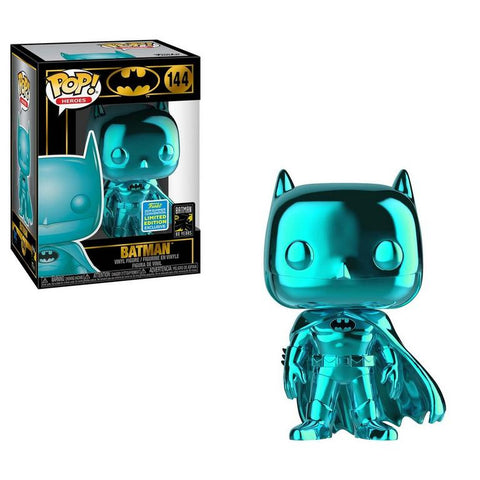 Funko Pop! Heroes: Batman (Teal Chrome) 144 Summer Convention Exclusive 2019 Shared Sticker ( Buy. Sell. Trade)